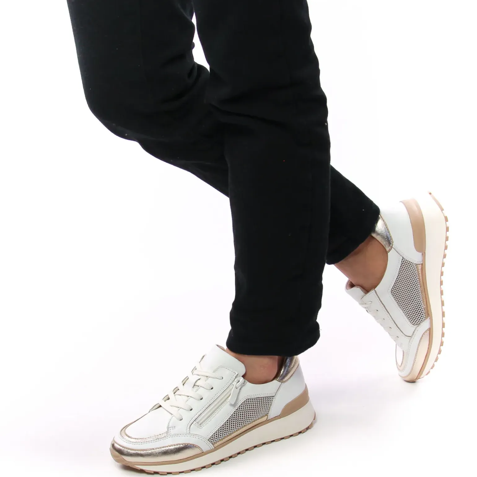Baskets Mode Caprice 23701 White Light Gold