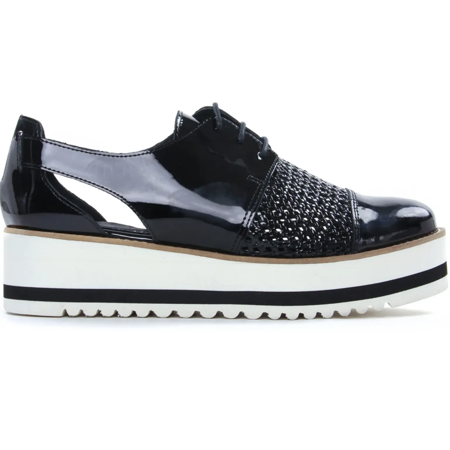 Derbys Compensées Scarlatine 22045La Noir Vernis