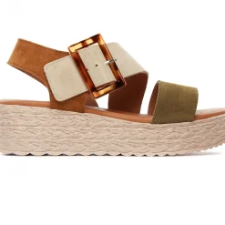 Espadrilles Compensées Eva Frutos 718 Militaire Beige