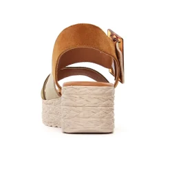 Espadrilles Compensées Eva Frutos 718 Militaire Beige
