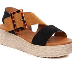 Espadrilles Compensées Eva Frutos 718 Noir Cuero