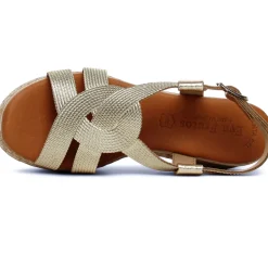 Espadrilles Compensées Eva Frutos 3708 Or Cuerda