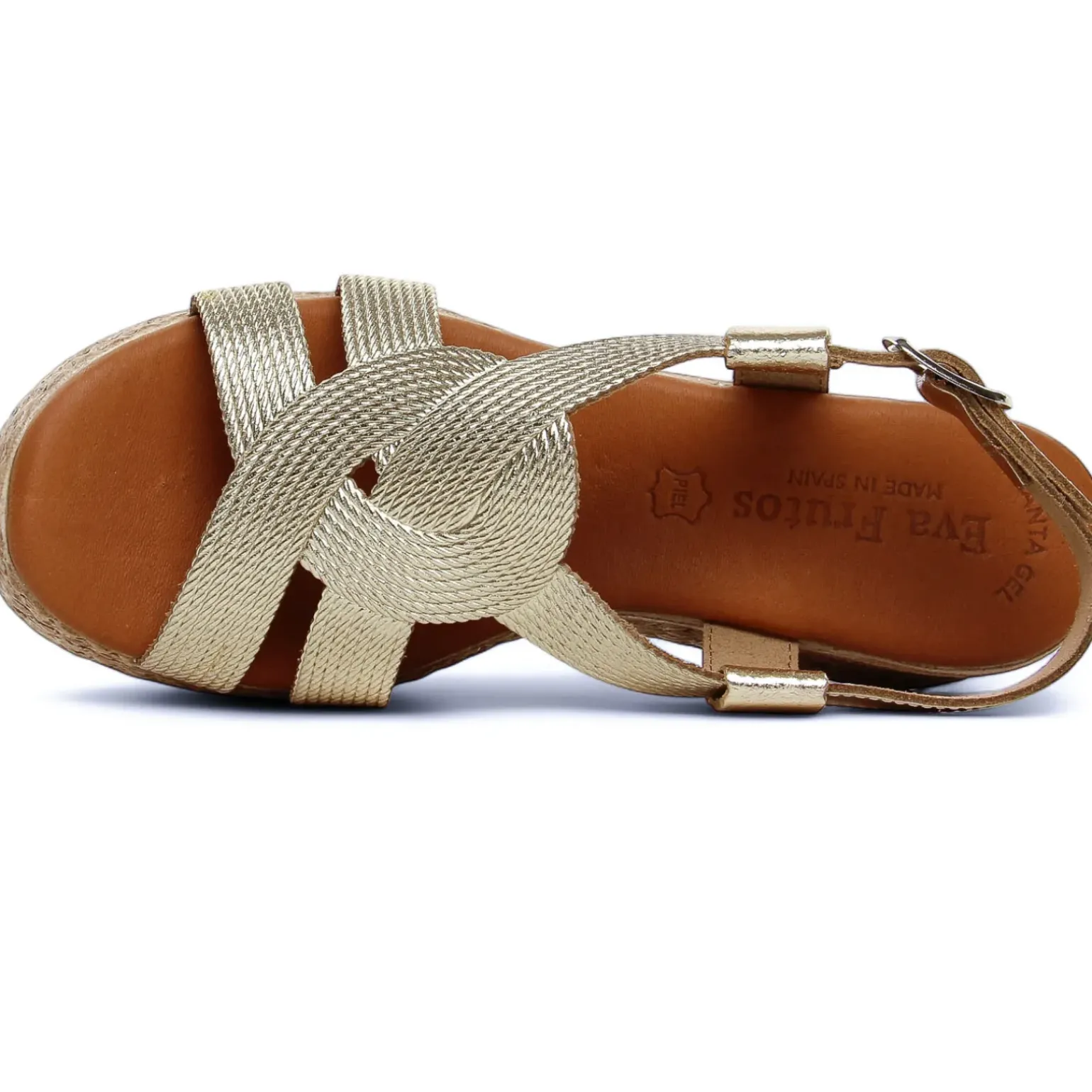 Espadrilles Compensées Eva Frutos 3708 Or Cuerda