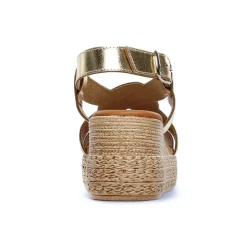 Espadrilles Compensées Eva Frutos 3708 Or Cuerda