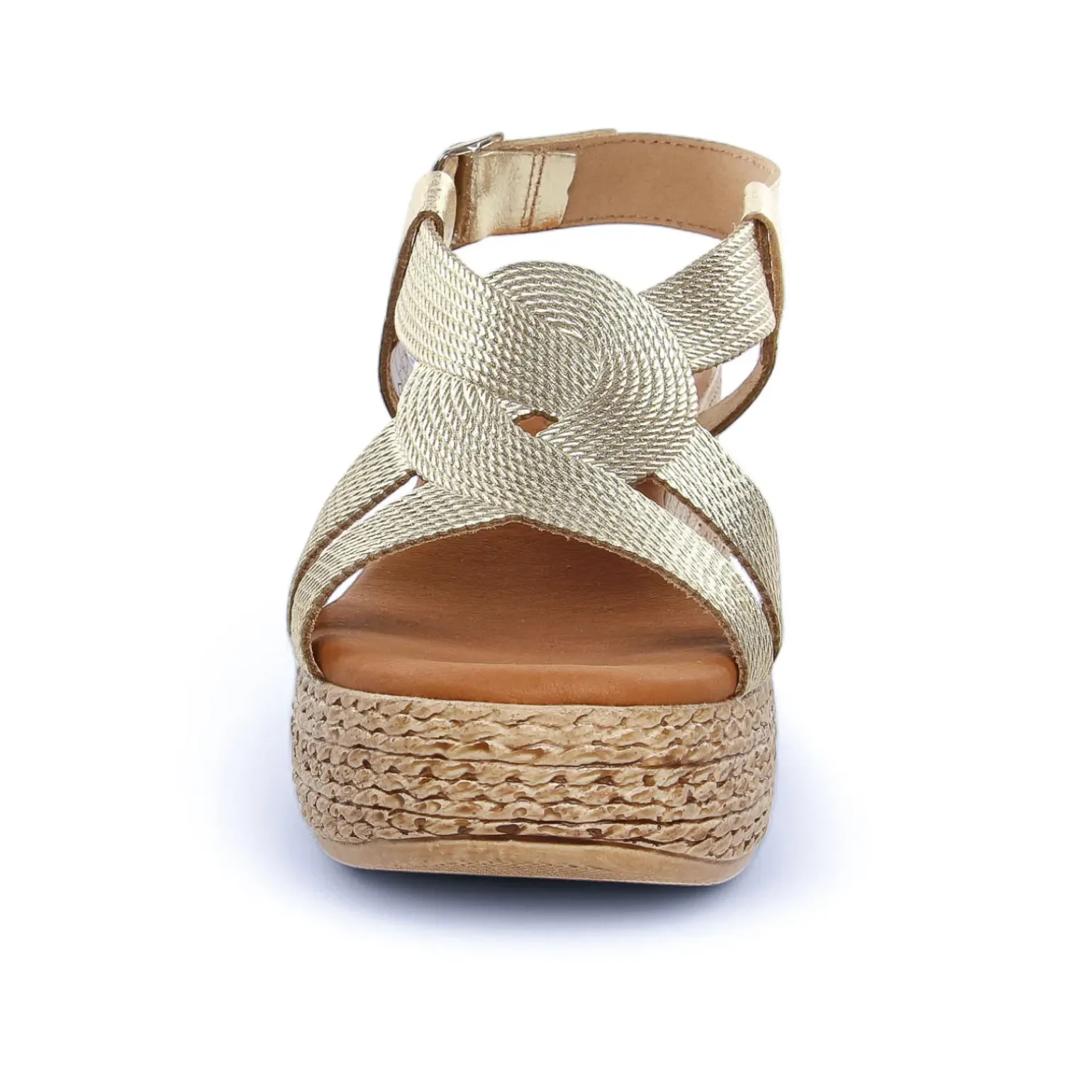 Espadrilles Compensées Eva Frutos 3708 Or Cuerda