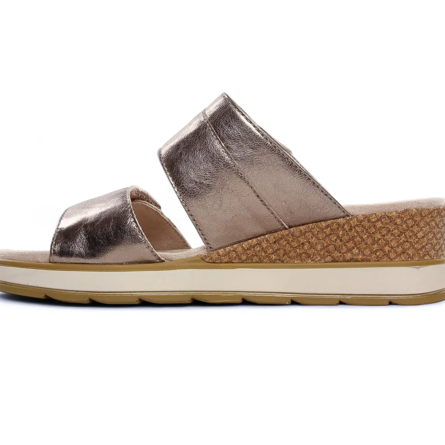 Mules Compensées Caprice 27250 Taupe Metallic