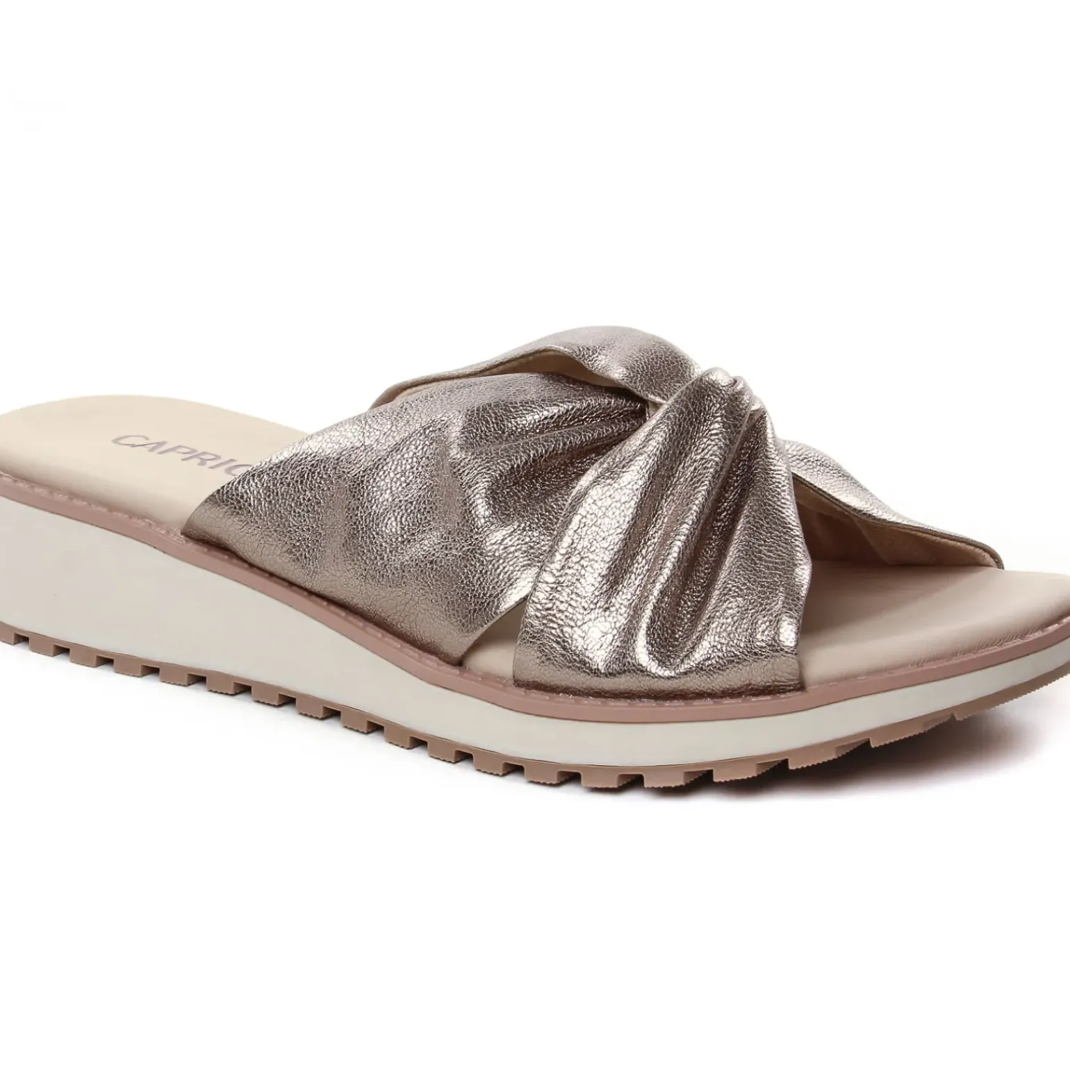 Mules Compensées Caprice 27202 Taupe Metallic