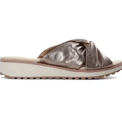 Mules Compensées Caprice 27202 Taupe Metallic