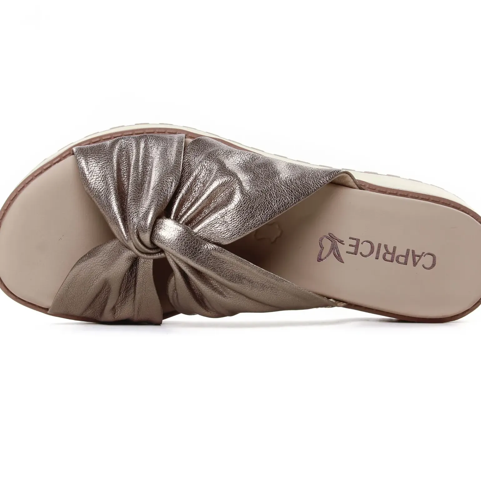 Mules Compensées Caprice 27202 Taupe Metallic