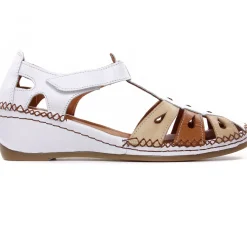 Nu-Pieds Compensés Altex Sylvette Blanc Brun