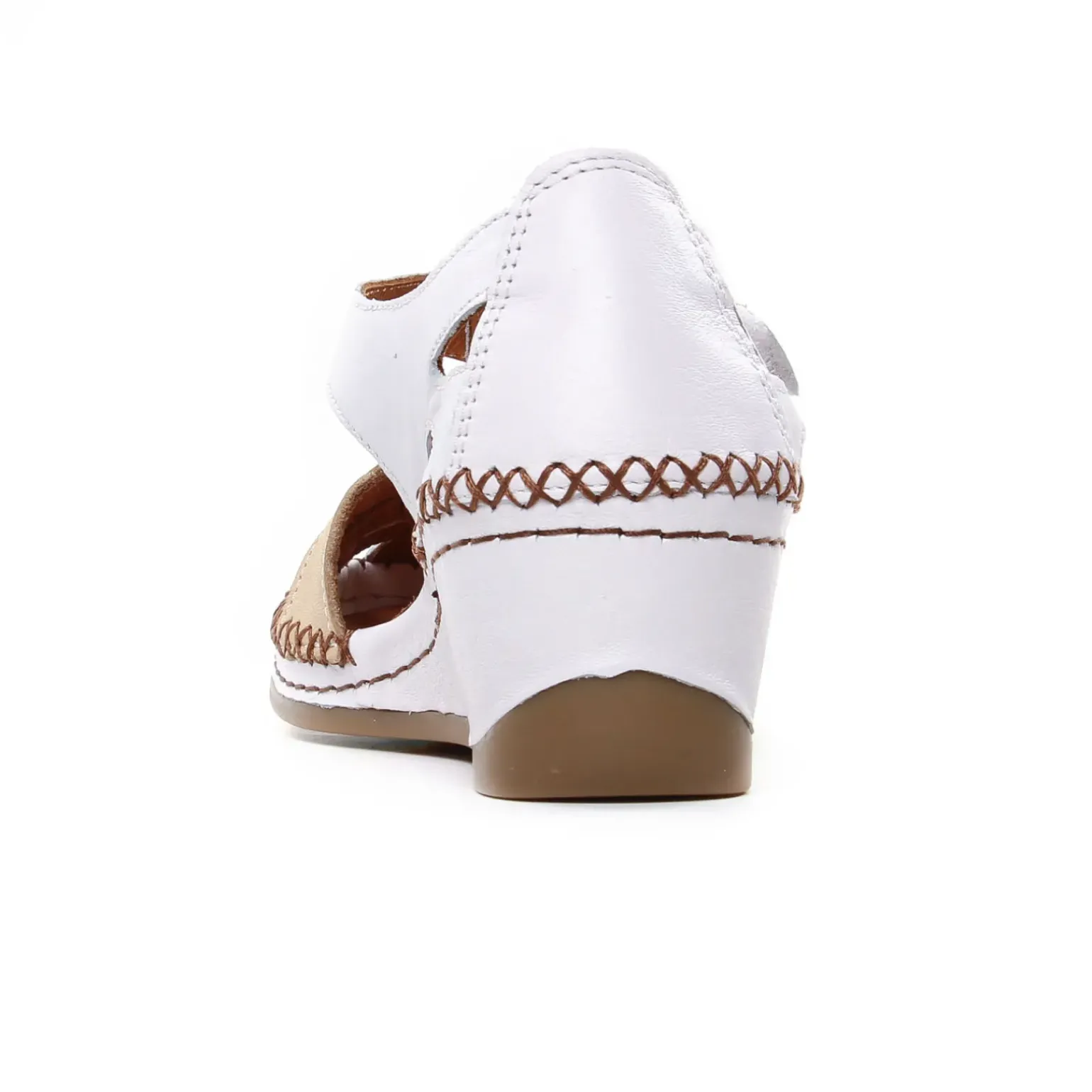 Nu-Pieds Compensés Altex Sylvette Blanc Brun