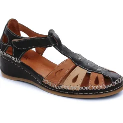 Nu-Pieds Compensés Altex Sylvette Noir Tan