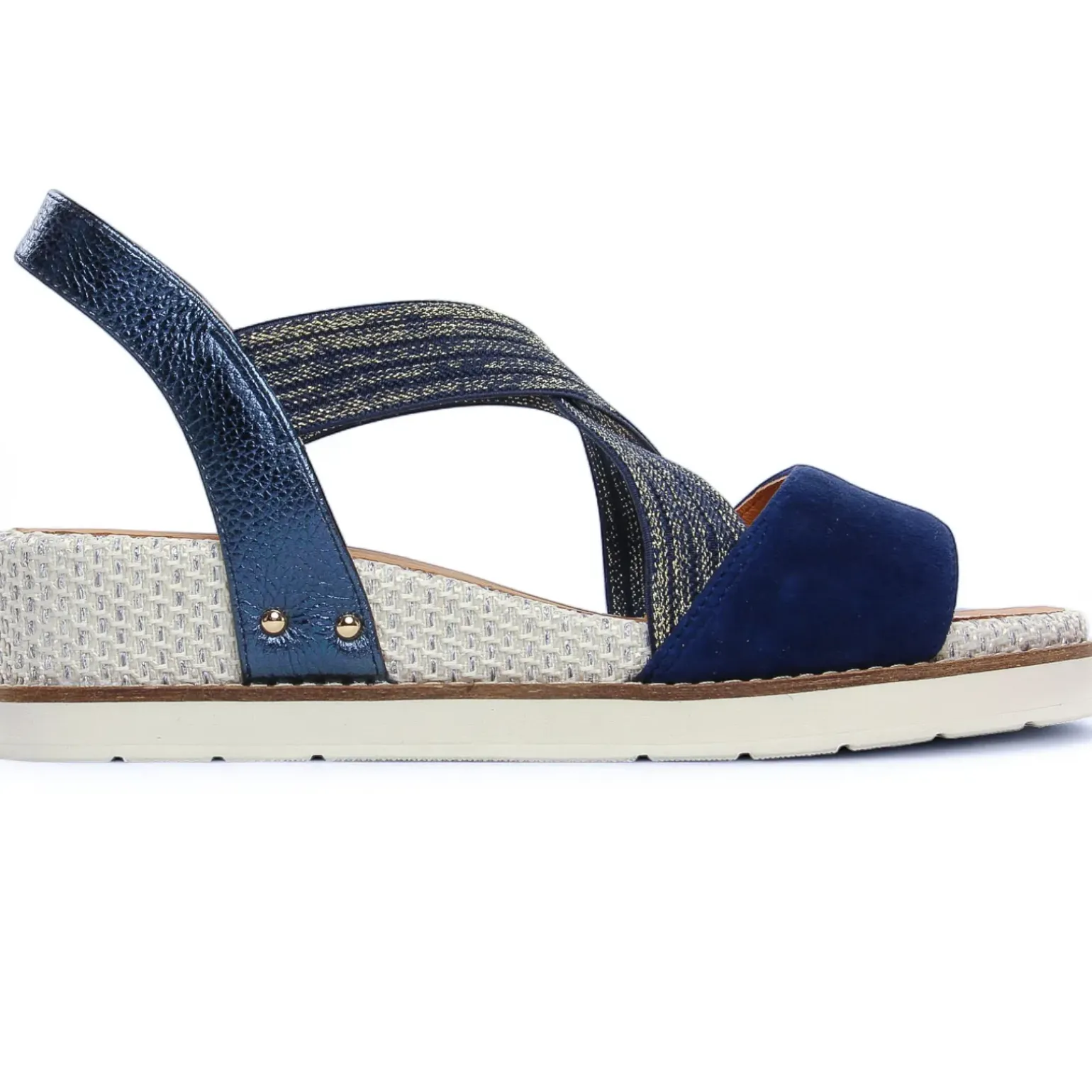 Nu-Pieds Compensés Fugitive Biscui Velours Navy