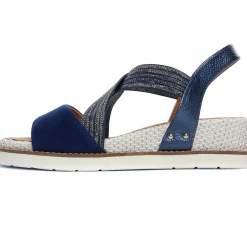 Nu-Pieds Compensés Fugitive Biscui Velours Navy