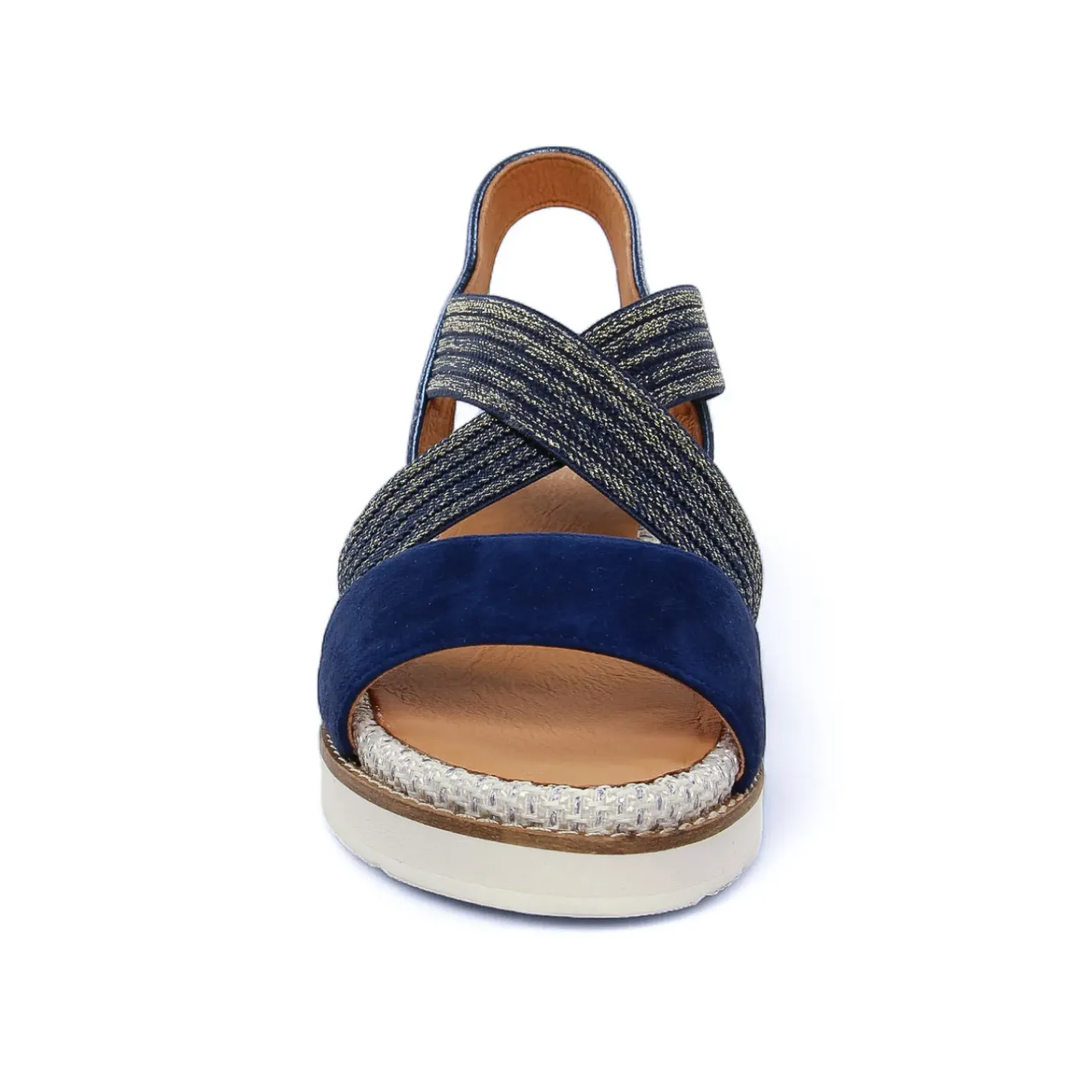 Nu-Pieds Compensés Fugitive Biscui Velours Navy