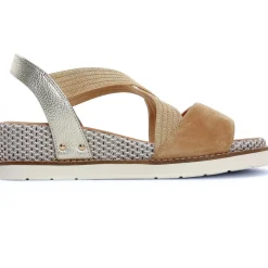 Nu-Pieds Compensés Fugitive Biscui Velour Tan