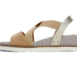 Nu-Pieds Compensés Fugitive Biscui Velour Tan