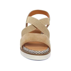 Nu-Pieds Compensés Fugitive Biscui Velour Tan