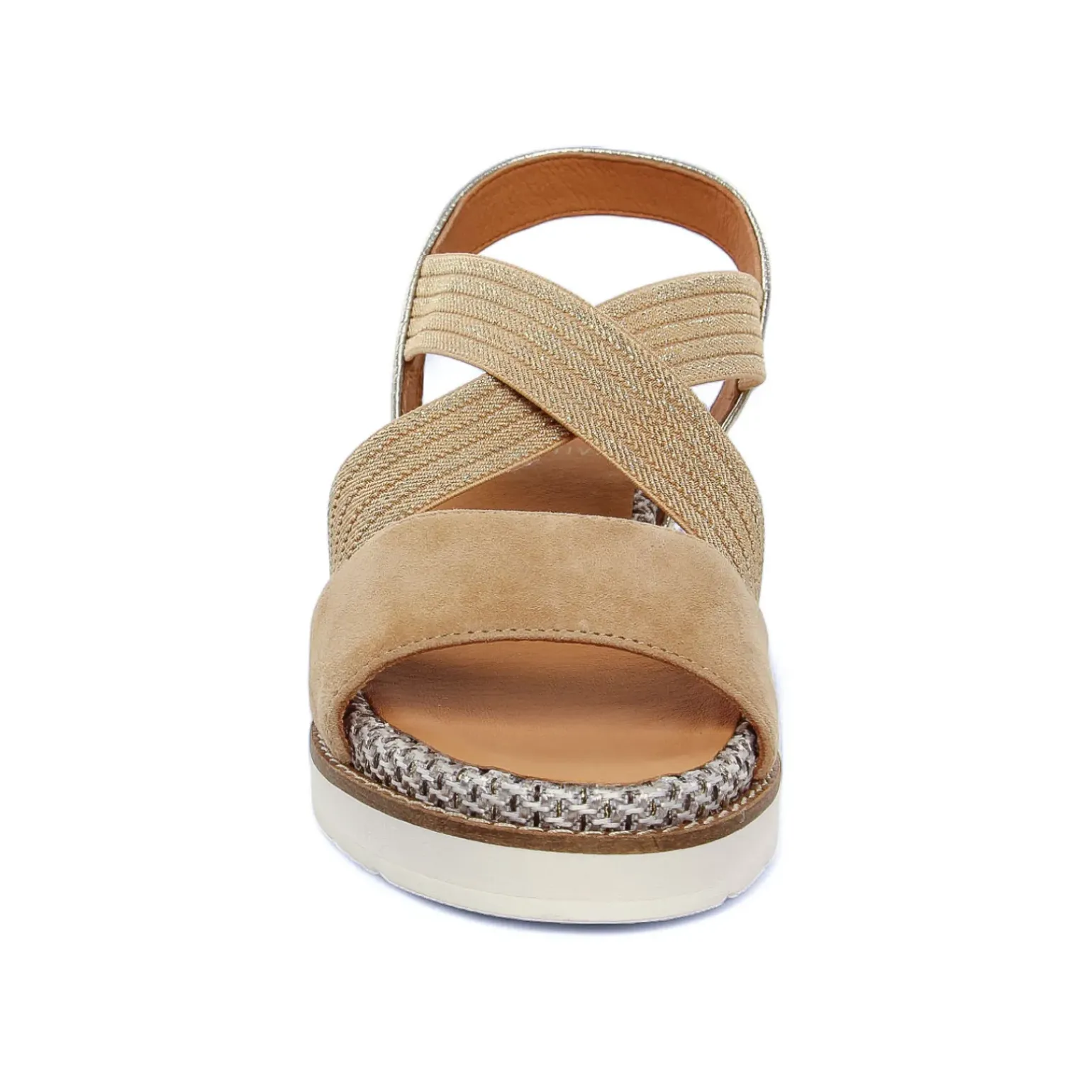 Nu-Pieds Compensés Fugitive Biscui Velour Tan