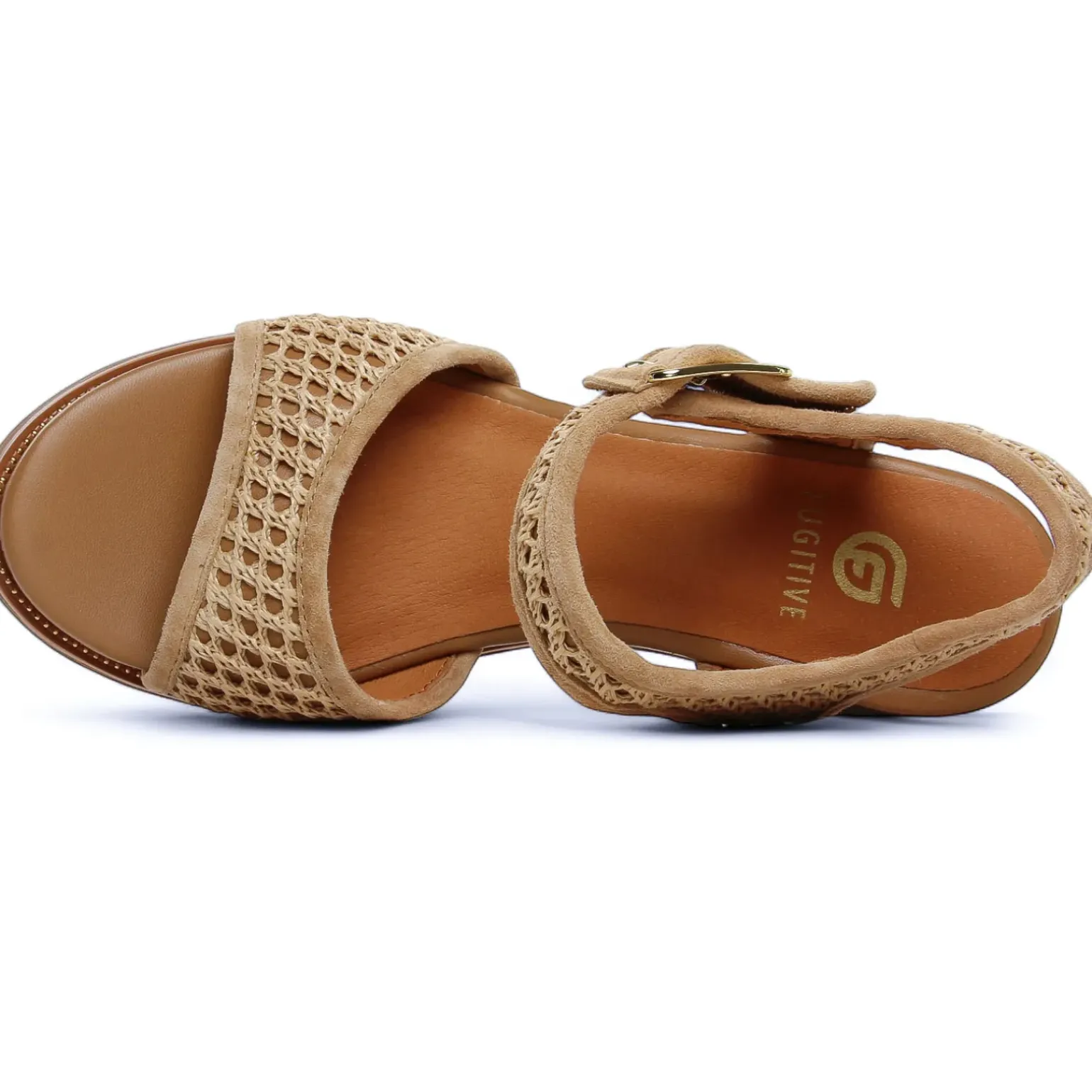 Nu-Pieds Compensés Fugitive Iroko Velour Tan