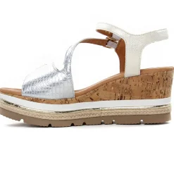 Nu-Pieds Compensés Mamzelle Patou Argent Ecru