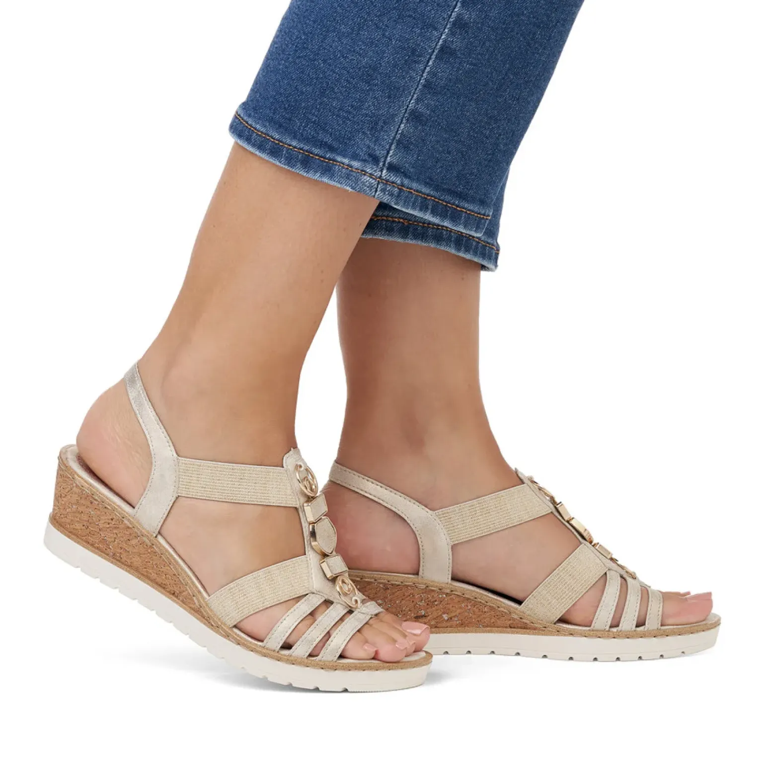 Nu-Pieds Compensés Remonte R6264-90 Muschel Beige