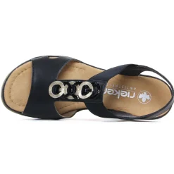 Nu-Pieds Compensés Rieker 67498-00 Black Lightgold
