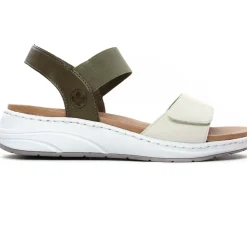 Nu-Pieds Compensés Rieker 64300-54 Off White Forest