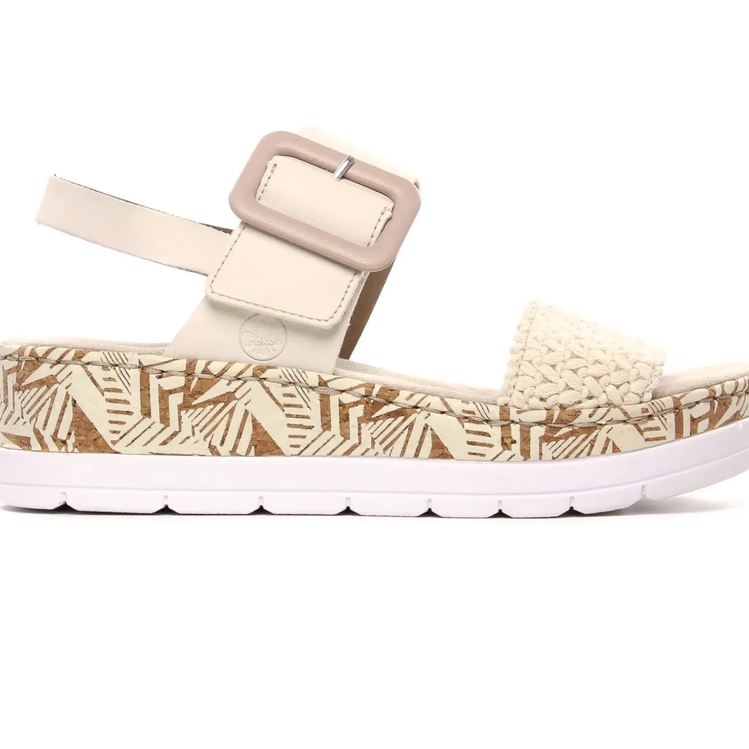 Nu-Pieds Compensés Rieker V3950-61 Creme Porcelaine