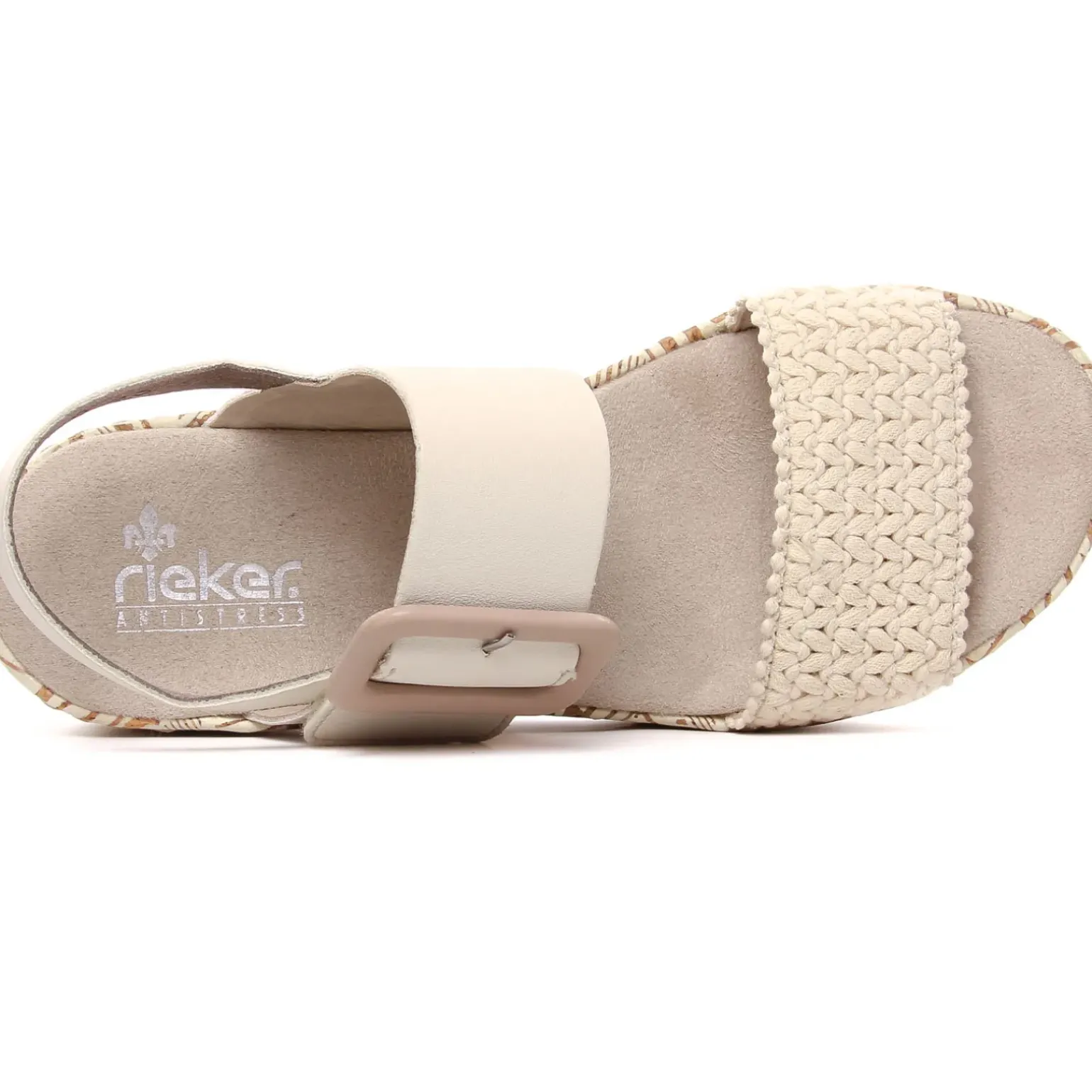 Nu-Pieds Compensés Rieker V3950-61 Creme Porcelaine