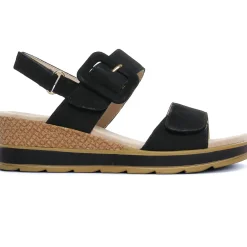 Sandales Compensées Caprice 28753 Black Nubuc