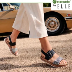 Sandales Compensées Remonte D1J53-02 Schwarz Creme