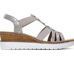 Sandales Compensées Rieker V3822-90 Rose Metallic