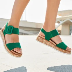 Sandales Compensées Rieker W0800-52 Applegreen