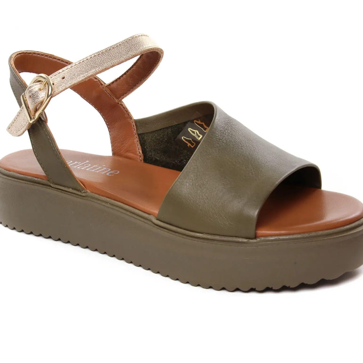 Sandales Compensées Scarlatine Co45090 Kaki Fumo