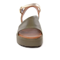 Sandales Compensées Scarlatine Co45090 Kaki Fumo
