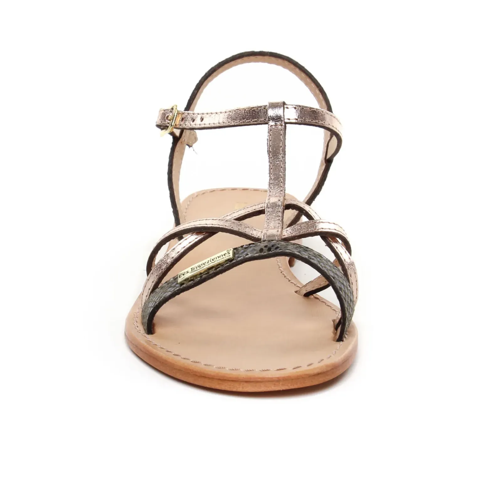 Sandales Plates Les Tropeziennes Hironela Kaki Or